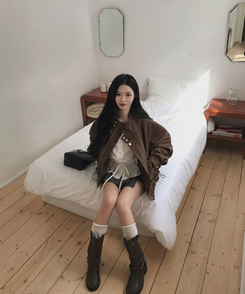 ハイネッククロップドジャケット BROWN