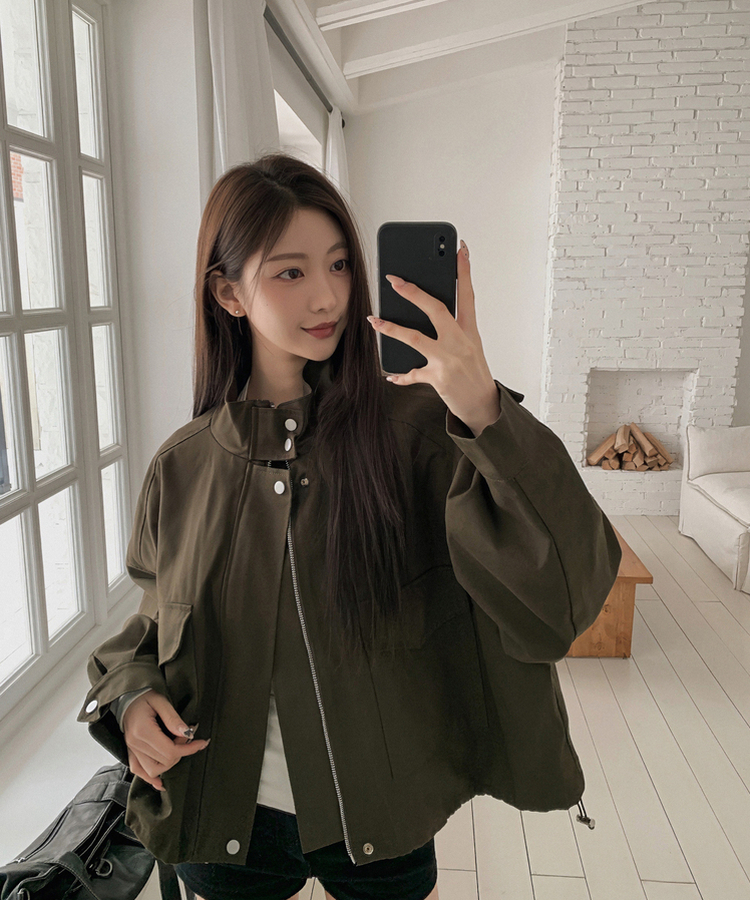 ハイネッククロップドジャケット KHAKI