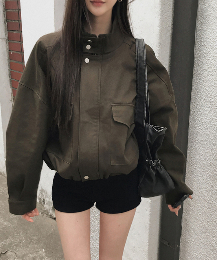 ハイネッククロップドジャケット KHAKI