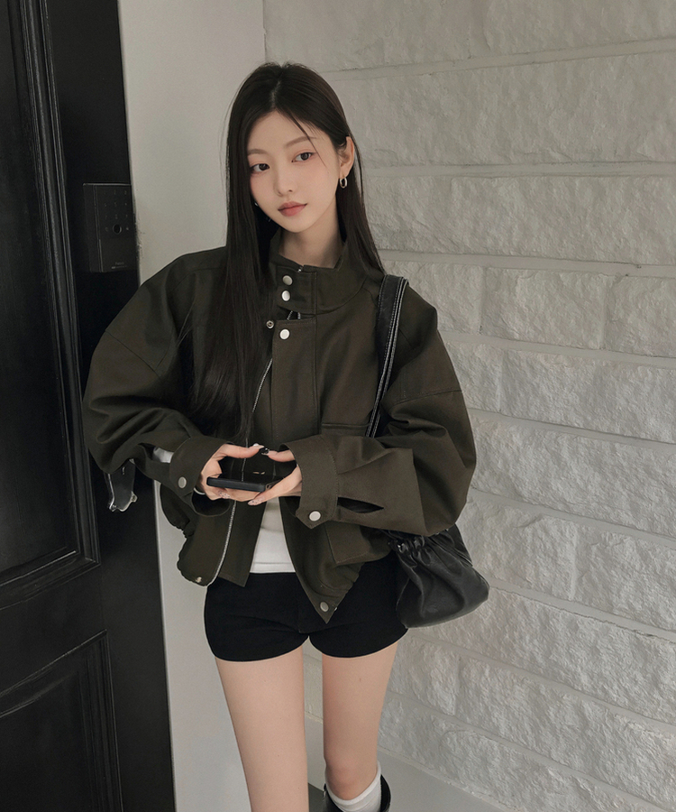 ハイネッククロップドジャケット KHAKI