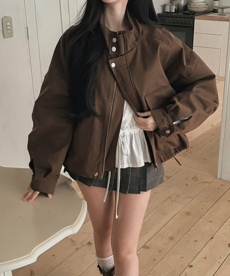 ハイネッククロップドジャケット BROWN