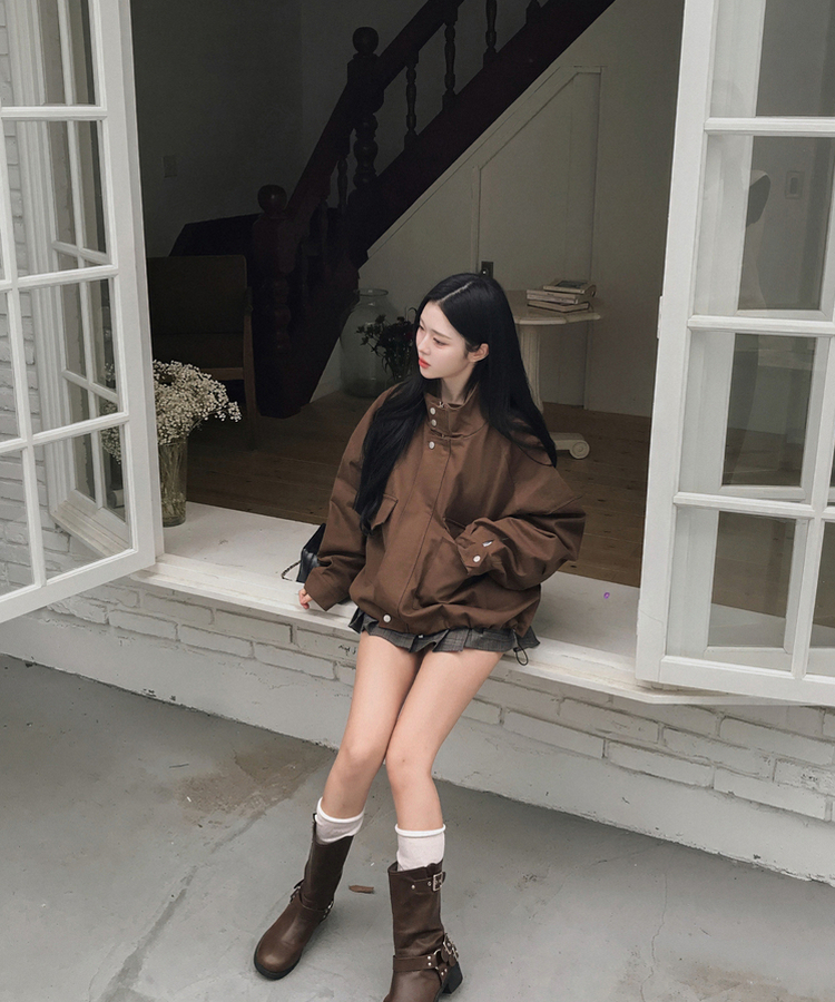 ハイネッククロップドジャケット BROWN