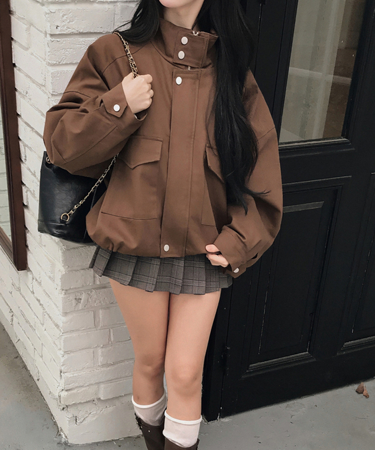 ハイネッククロップドジャケット BROWN