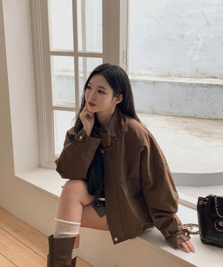 ハイネッククロップドジャケット BROWN