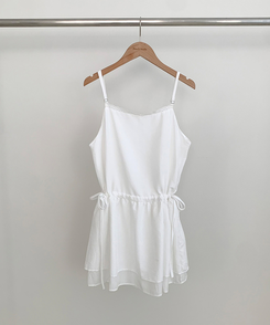 ストラップビスチェリボンレイヤードミニワンピース