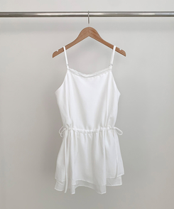 ストラップビスチェリボンレイヤードミニワンピース