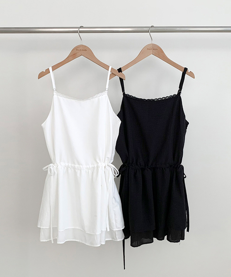 ストラップビスチェリボンレイヤードミニワンピース