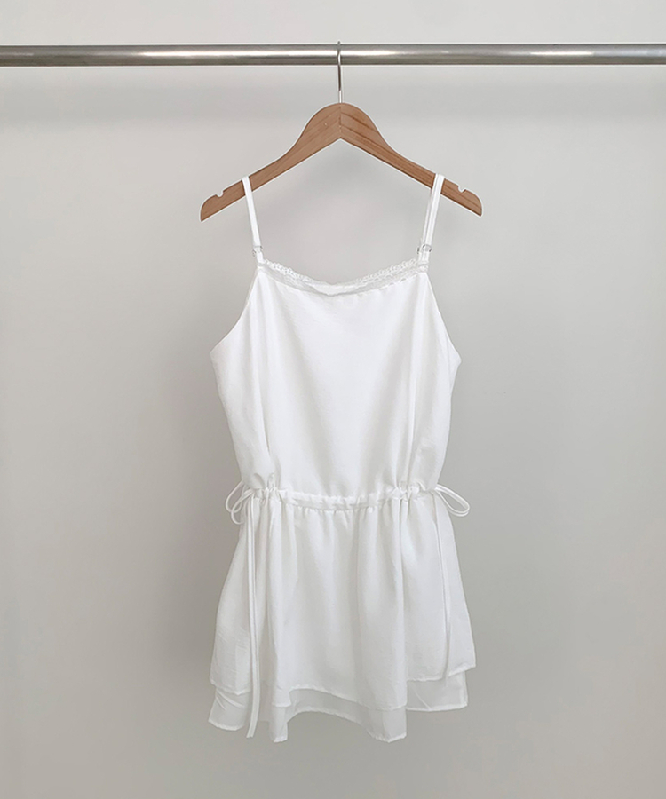 ストラップビスチェリボンレイヤードミニワンピース