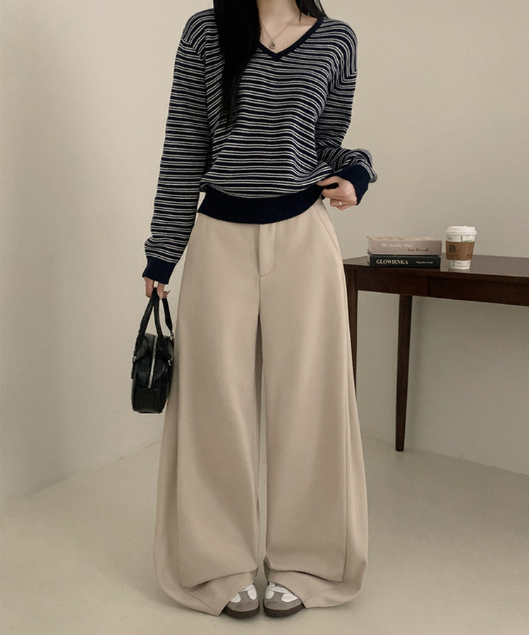 【丈別】ピンタックワイドスラックスパンツ BEIGE