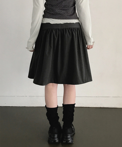 サイドボタンフレアミディスカート CHARCOAL