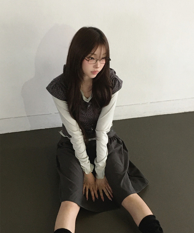 サイドボタンフレアミディスカート CHARCOAL