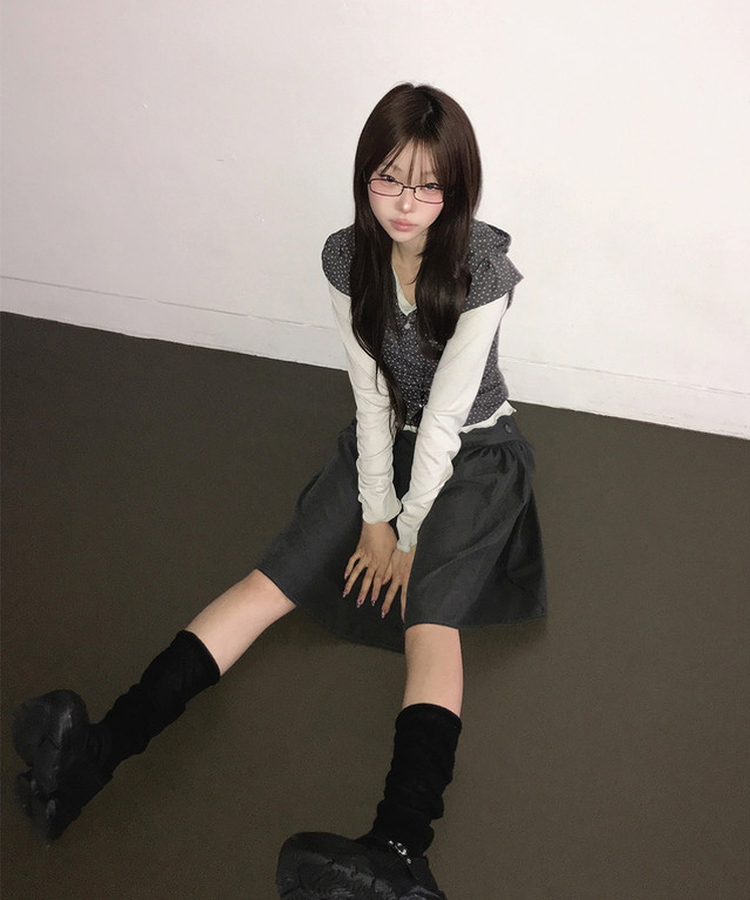 サイドボタンフレアミディスカート CHARCOAL