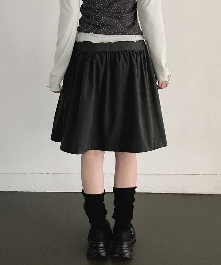 サイドボタンフレアミディスカート CHARCOAL