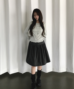 ボートネックウェーブ長袖Tシャツ LIGHT GREEN