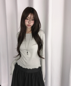 ボートネックウェーブ長袖Tシャツ LIGHT GREEN