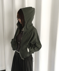 ウォッシュフードジップアップ(6color) KHAKI