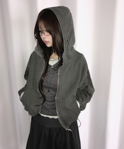 ウォッシュフードジップアップ(6color) KHAKI