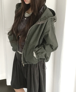 ウォッシュフードジップアップ(6color) KHAKI