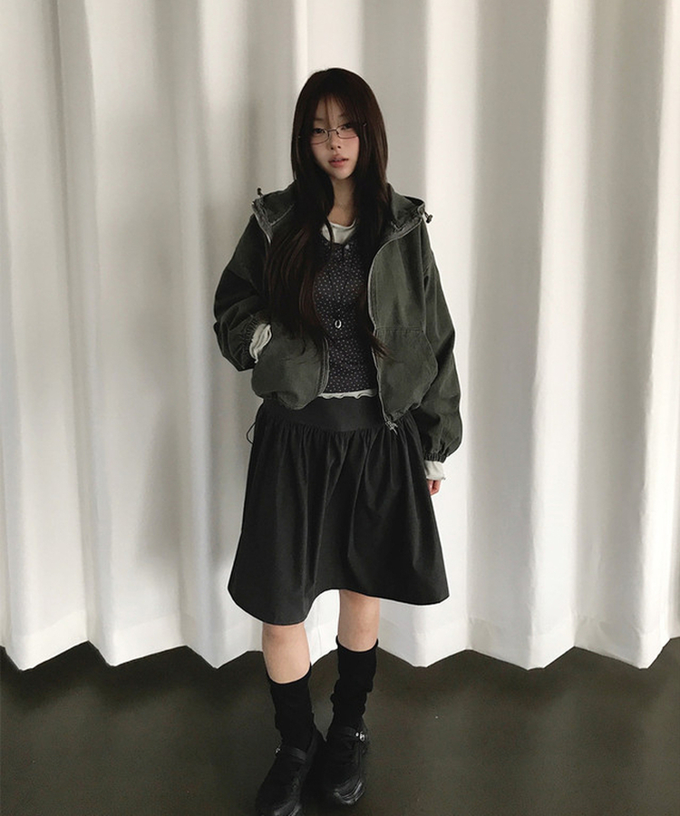 ウォッシュフードジップアップ(6color) KHAKI