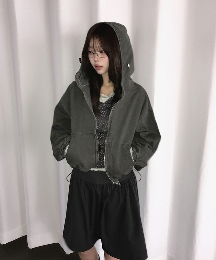 ウォッシュフードジップアップ(6color) KHAKI