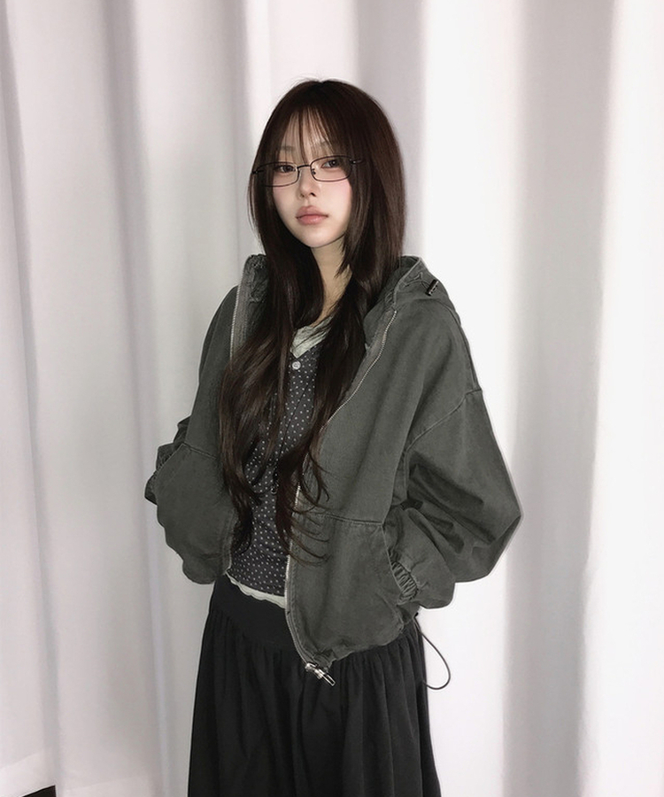 ウォッシュフードジップアップ(6color) KHAKI