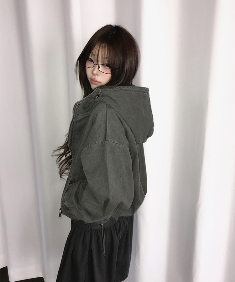 ウォッシュフードジップアップ(6color) KHAKI