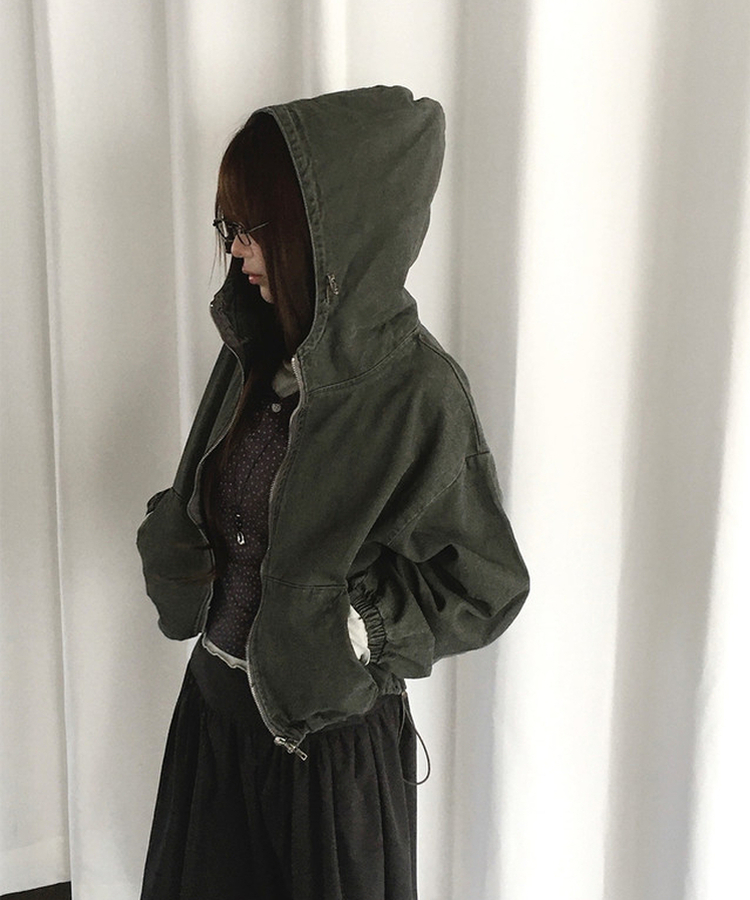 ウォッシュフードジップアップ(6color) KHAKI