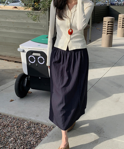 ストラップシフォンロングスカート NAVY