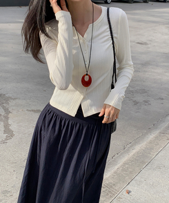 ストラップシフォンロングスカート NAVY