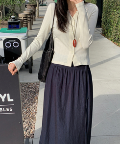 ストラップシフォンロングスカート NAVY