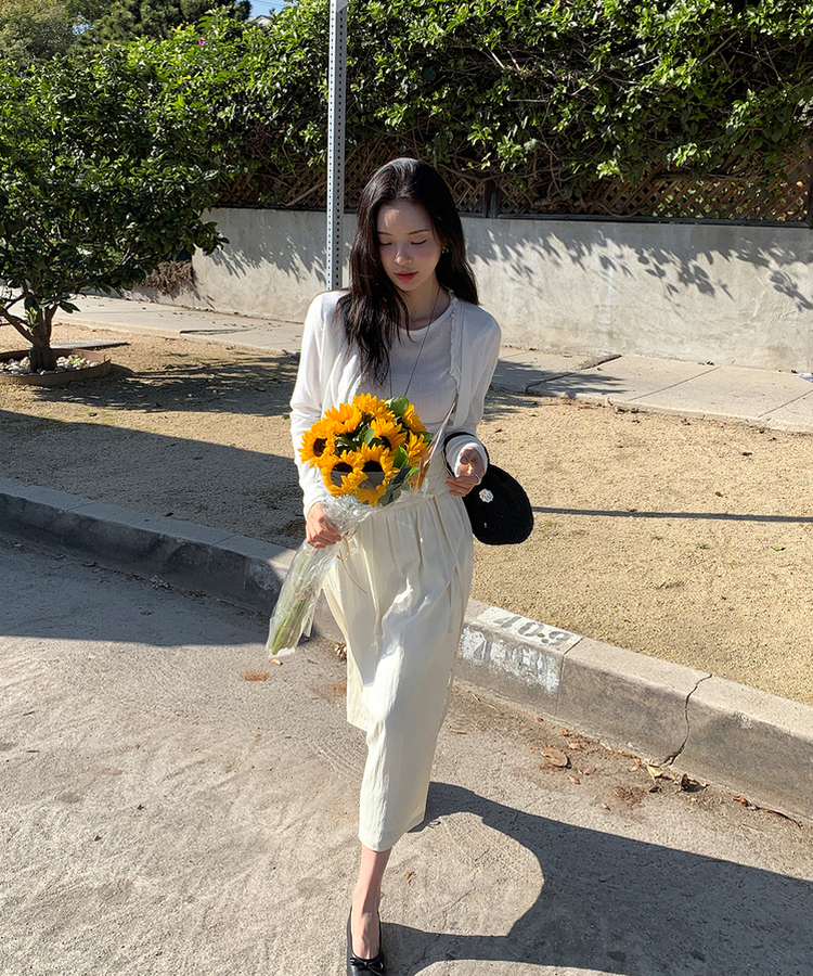 ストラップシフォンロングスカート CREAM