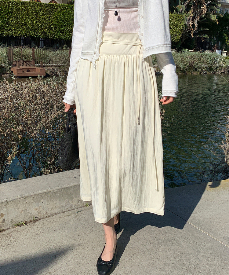 ストラップシフォンロングスカート CREAM