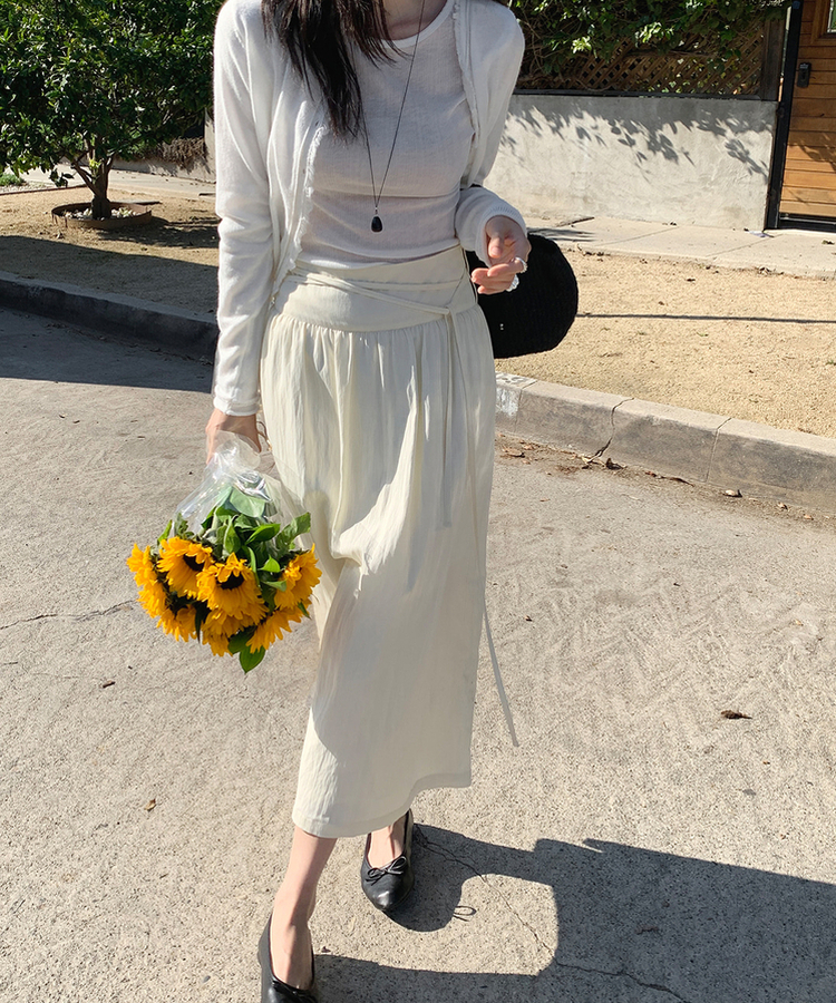 ストラップシフォンロングスカート CREAM