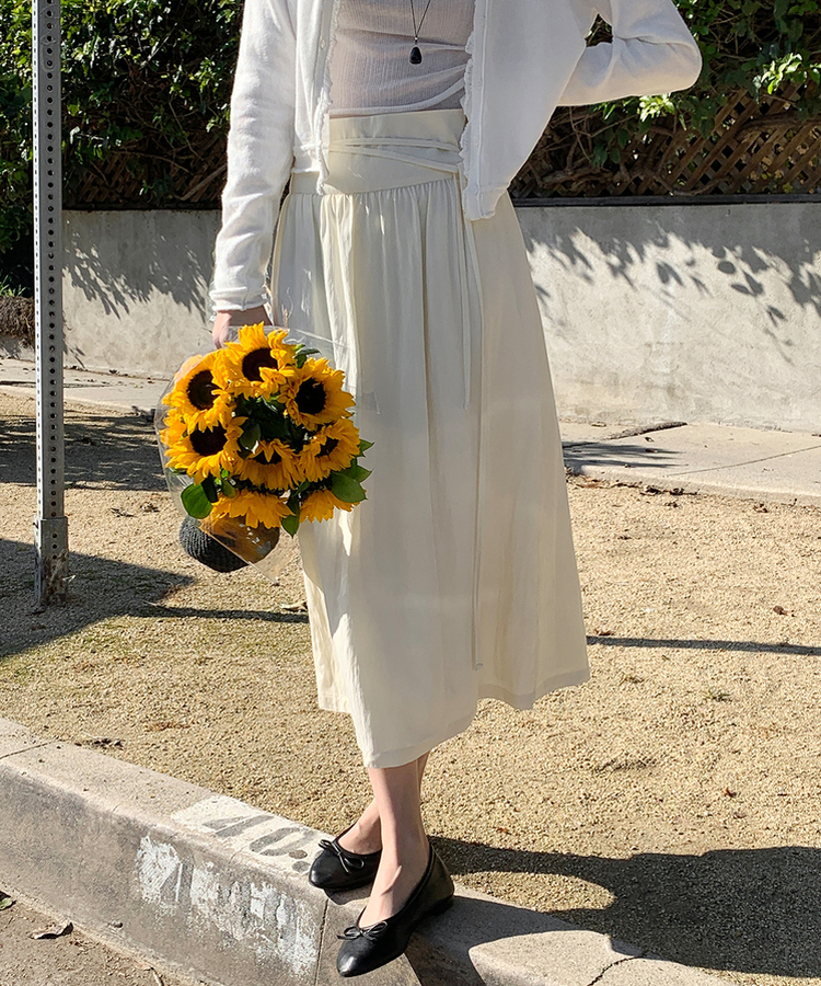 ストラップシフォンロングスカート CREAM