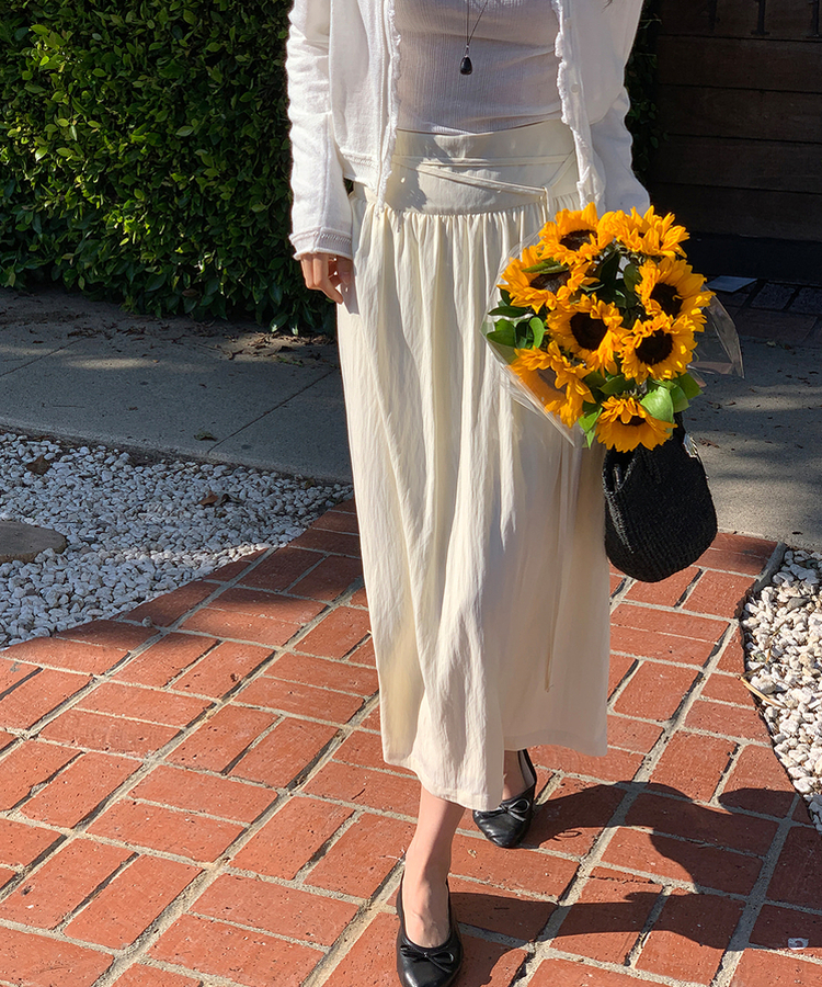 ストラップシフォンロングスカート CREAM