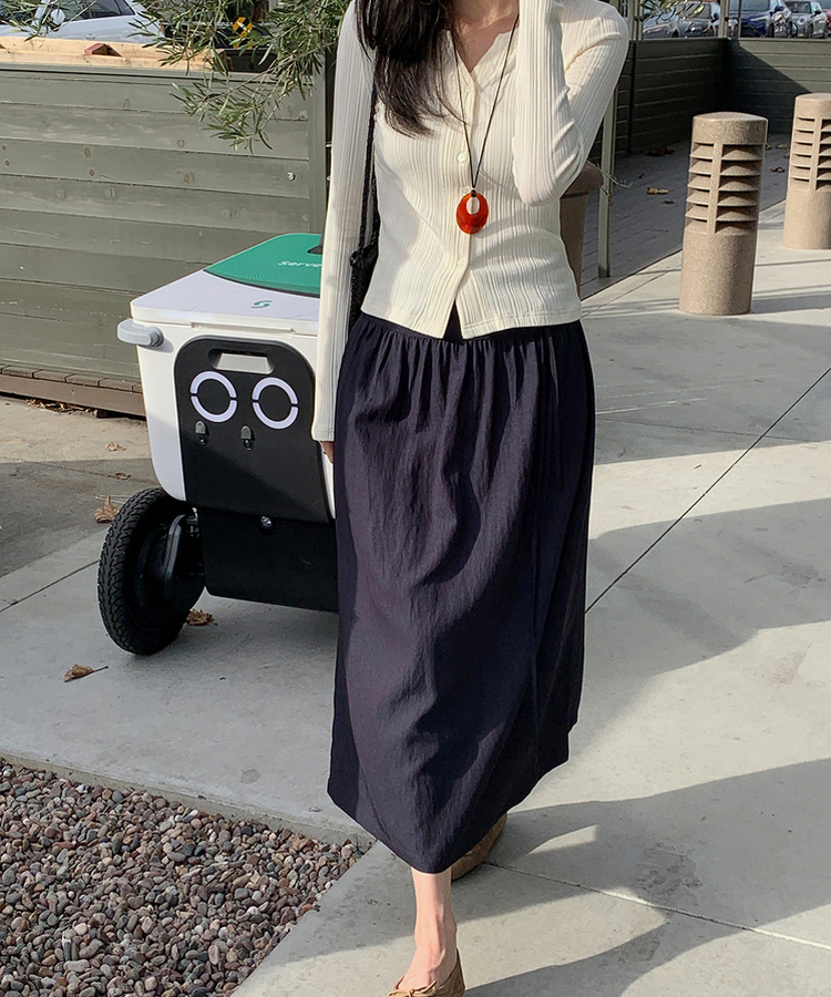 ストラップシフォンロングスカート NAVY