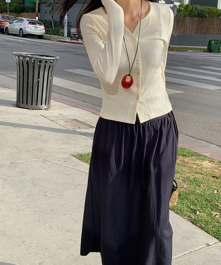 ストラップシフォンロングスカート NAVY