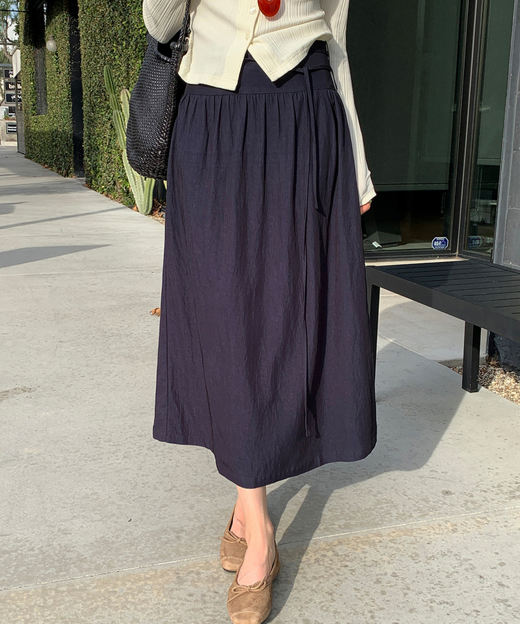 ストラップシフォンロングスカート NAVY