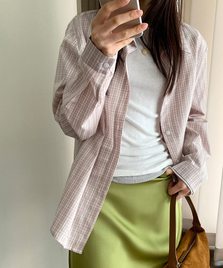 ベーシックチェックシャツ COTTON PINK