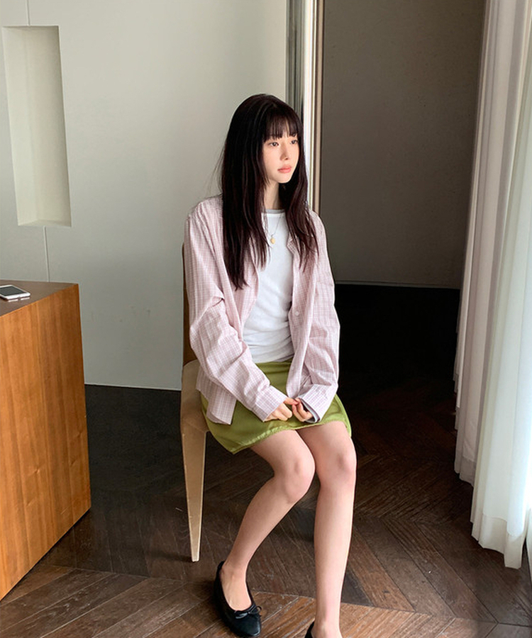 ベーシックチェックシャツ COTTON PINK