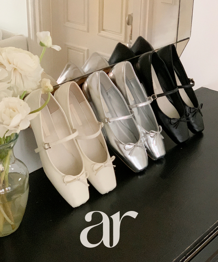 リボン メリージェーン フラットシューズ