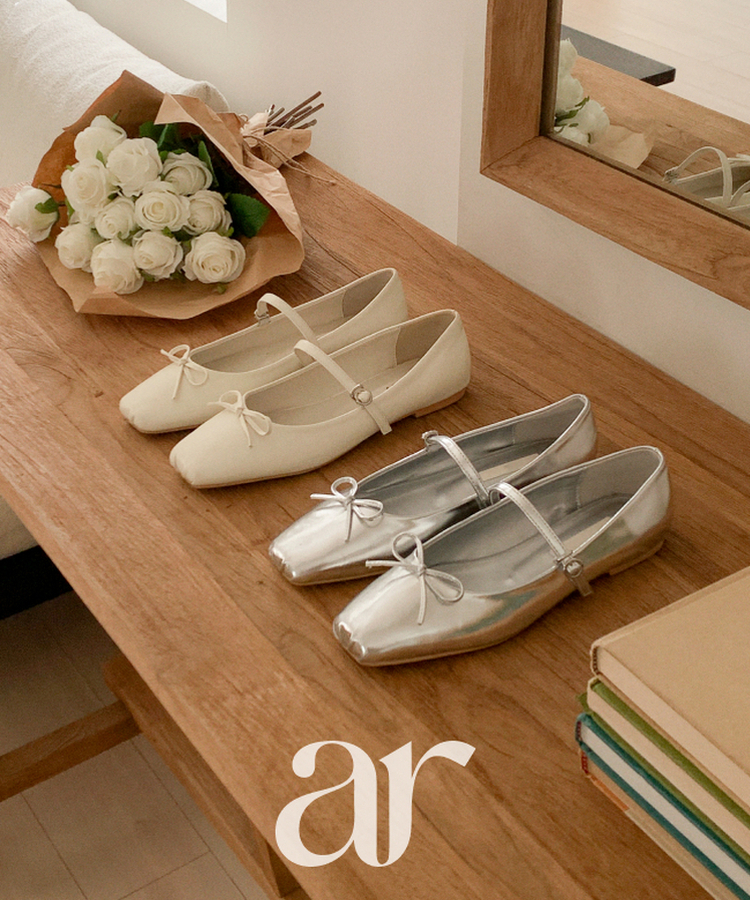 リボン メリージェーン フラットシューズ