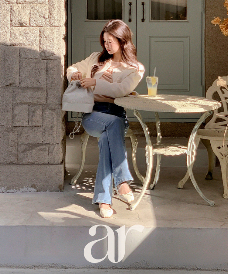 リボン メリージェーン フラットシューズ Ivory