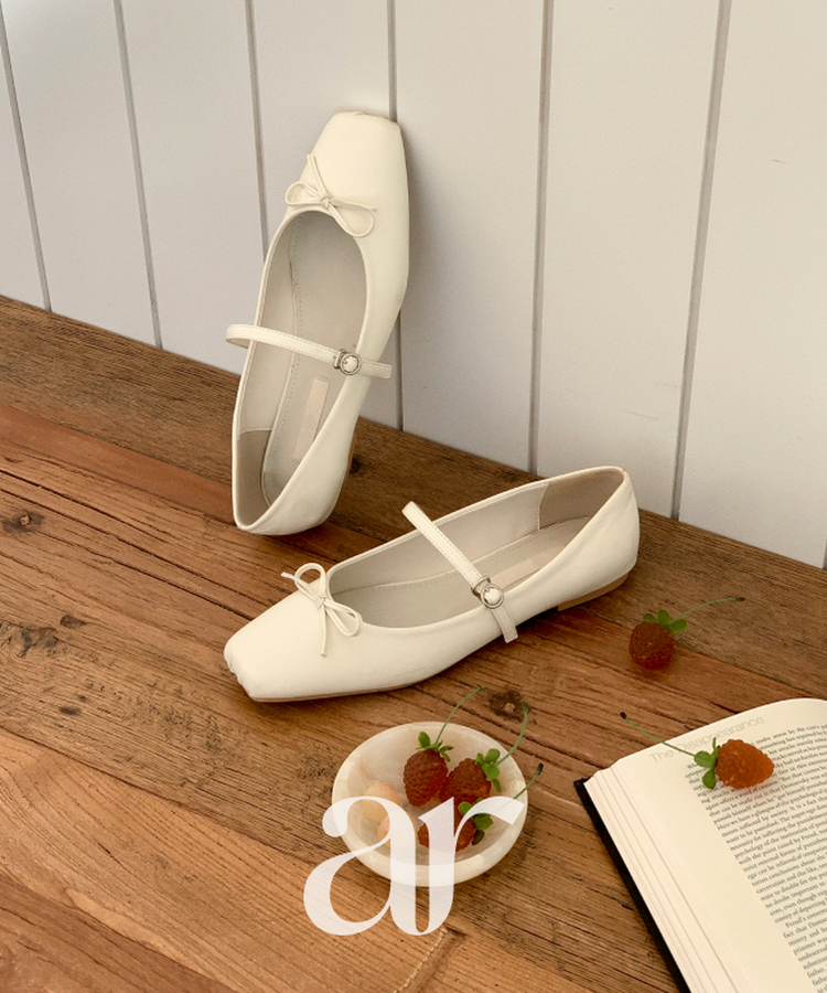 リボン メリージェーン フラットシューズ