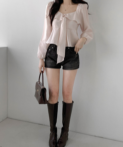 リボンオフブラウス PINK