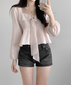 リボンオフブラウス PINK