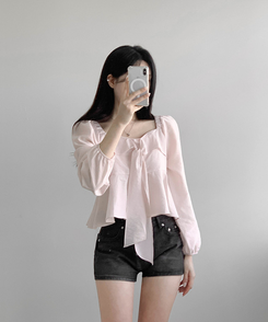 リボンオフブラウス PINK