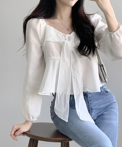 リボンオフブラウス IVORY