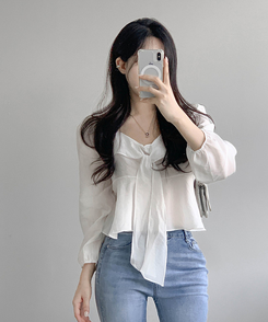 リボンオフブラウス IVORY