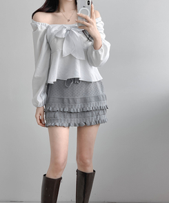 リボンオフブラウス SKY BLUE